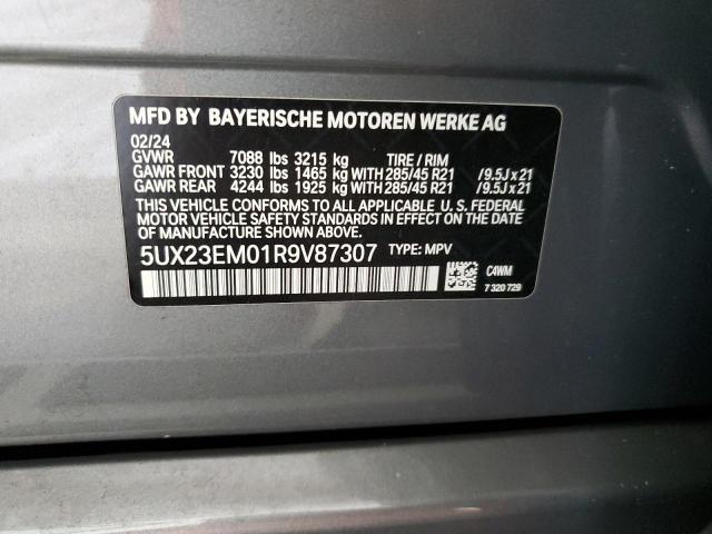 5UX23EM01R9V87307 - 2024 BMW X7 XDRIVE40I GRAY photo 13