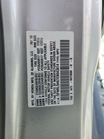 5FNRL5H67EB043814 - 2014 HONDA ODYSSEY EXL SILVER photo 13
