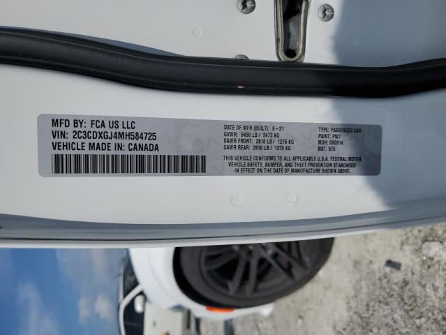 2C3CDXGJ4MH584725 - 2021 DODGE CHARGER SCAT PACK WHITE photo 12