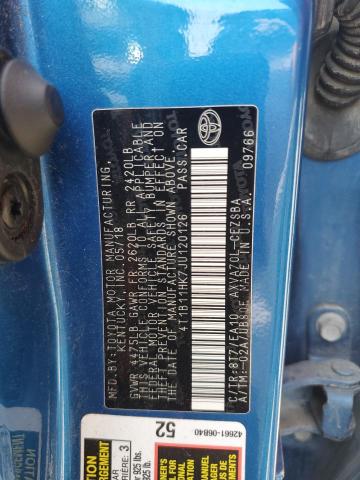 4T1B11HK7JU120126 - 2018 TOYOTA CAMRY L BLUE photo 12