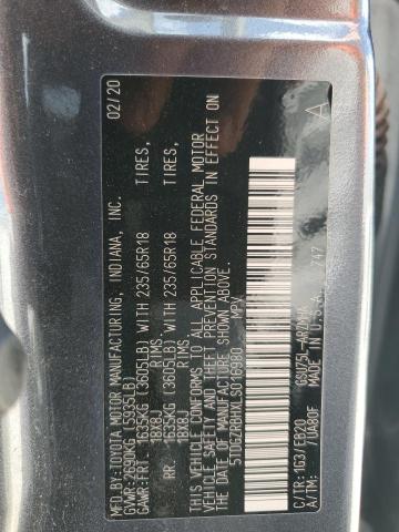 5TDGZRBHXLS016980 - 2020 TOYOTA HIGHLANDER XLE ნაცრისფერი ფოტო 13