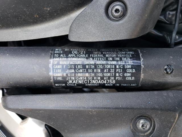 JKAENEC13NDA04758 - 2022 KAWASAKI EN650 C TWO TONE photo 9