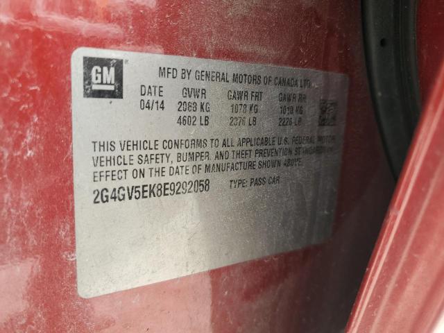 2G4GV5EK8E9292058 - 2014 BUICK REGAL 红色 照片 13