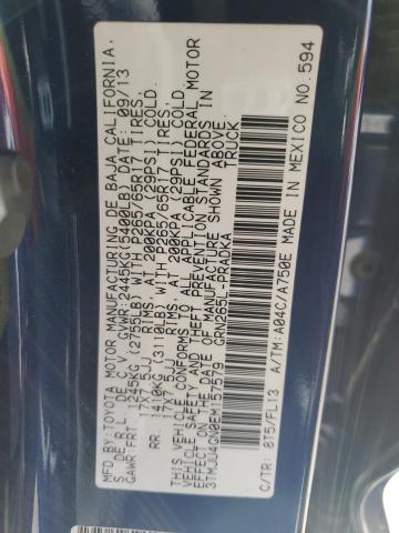 3TMJU4GN0EM157579 - 2014 TOYOTA TACOMA DOUBLE CAB PRERUNNER BLUE photo 13