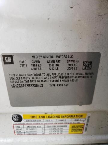 1G1ZC5E13BF330303 - 2011 CHEVROLET MALIBU 1LT أبيض صورة 12