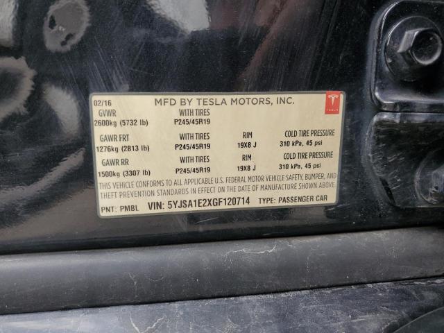 5YJSA1E2XGF120714 - 2016 TESLA MODEL S 黑色 照片 13