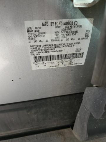 1FM5K8D83FGA64639 - 2015 FORD EXPLORER XLT 银色 照片 13