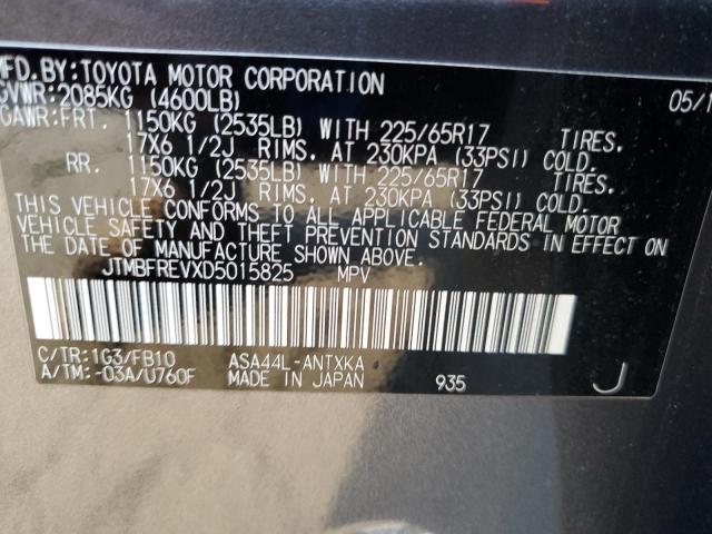 JTMBFREVXD5015825 - 2013 TOYOTA RAV4 LE GRAY photo 14