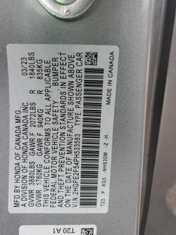 2HGFE2F54PH533583 - 2023 HONDA CIVIC SPORT ვერცხლისფერი ფოტო 12
