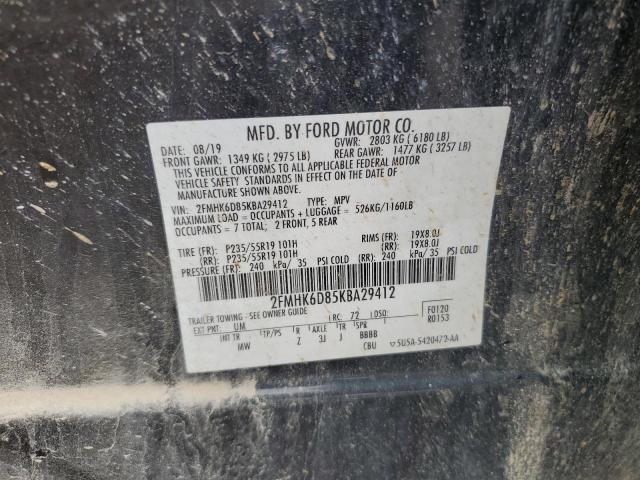 2FMHK6D85KBA29412 - 2019 FORD FLEX LIMITED Schwarz Foto 14