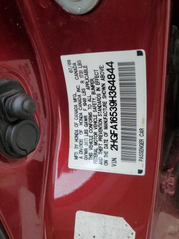 2HGFA16539H364844 - 2009 HONDA CIVIC LX MAROON photo 12