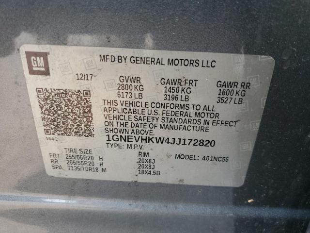1GNEVHKW4JJ172820 - 2018 CHEVROLET TRAVERSE LT GRAY photo 14