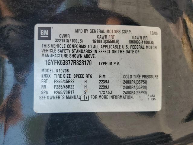 1GYFK63877R328170 - 2007 CADILLAC ESCALADE LUXURY Чорний фото 13