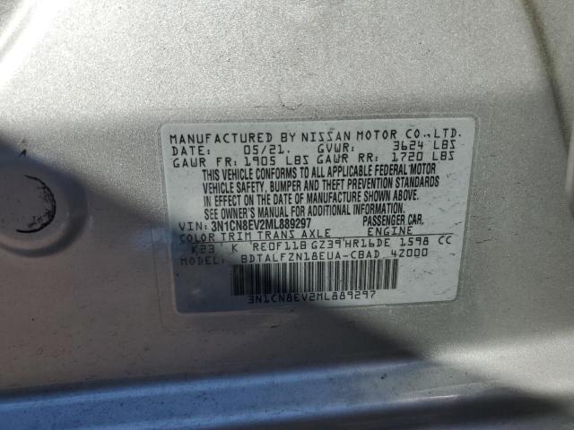 3N1CN8EV2ML889297 - 2021 NISSAN VERSA SV SILVER photo 12