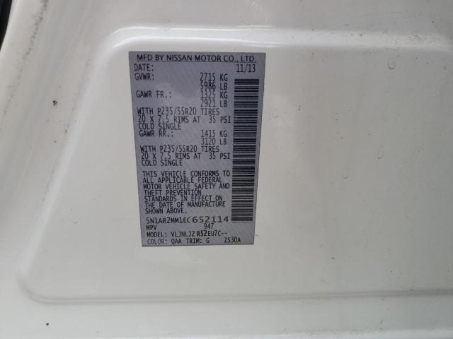 5N1AR2MM1EC652114 - 2014 NISSAN PATHFINDER S WHITE photo 13