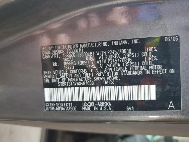5TBRT34176S481608 - 2006 TOYOTA TUNDRA ACCESS CAB SR5 GRAY photo 12