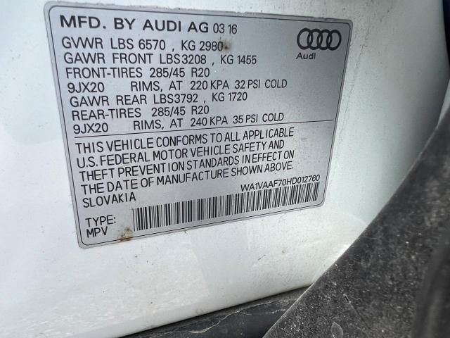 WA1VAAF70HD012760 - 2017 AUDI Q7 PRESTIGE WHITE photo 10