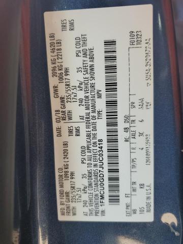 1FMCU0GD7JUC03418 - 2018 FORD ESCAPE SE BLUE photo 12