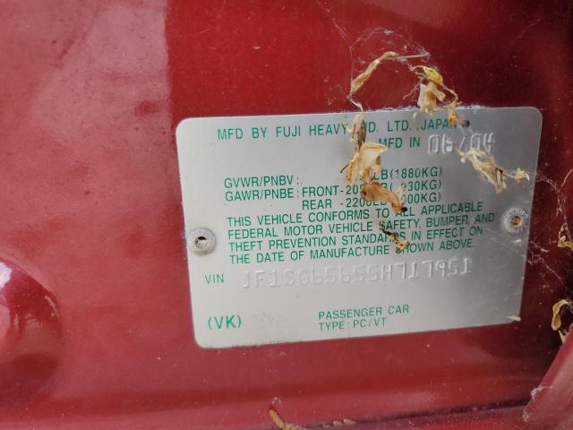 JF1SG65655H717951 - 2005 SUBARU FORESTER 2.5XS Қызыл фото 12