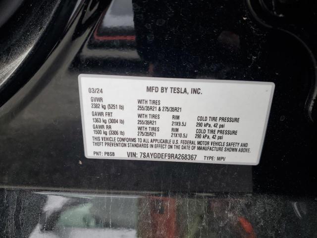 7SAYGDEF9RA268367 - 2024 TESLA MODEL Y 黑色 照片 12
