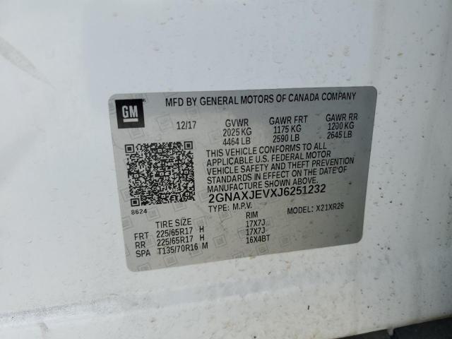 2GNAXJEVXJ6251232 - 2018 CHEVROLET EQUINOX LT Weiß Foto 14