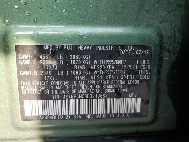 4S4BRCNC8E3213668 - 2014 SUBARU OUTBACK 2.5I LIMITED GREEN photo 13