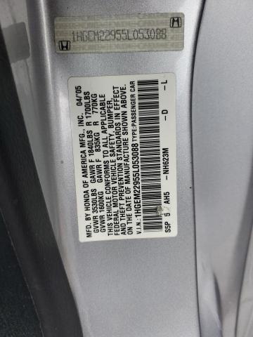 1HGEM22955L053088 - 2005 HONDA CIVIC EX SILVER photo 12