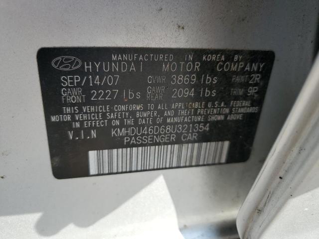 KMHDU46D68U321354 - 2008 HYUNDAI ELANTRA GLS SILVER photo 12