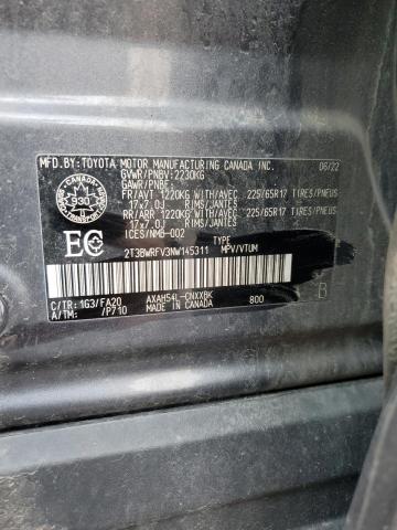 2T3BWRFV3NW145311 - 2022 TOYOTA RAV4 LE ნაცრისფერი ფოტო 14