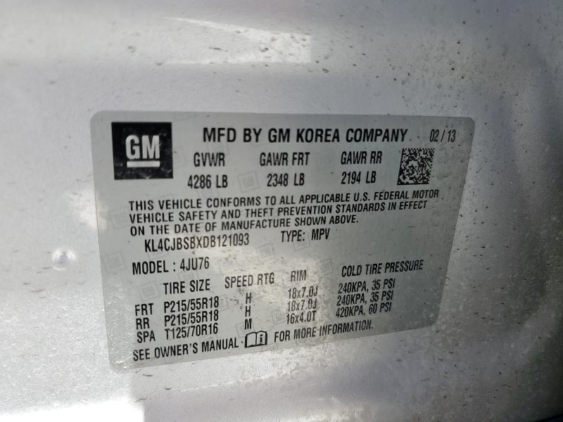 KL4CJBSBXDB121093 - 2013 BUICK ENCORE CONVENIENCE 银色 照片 12