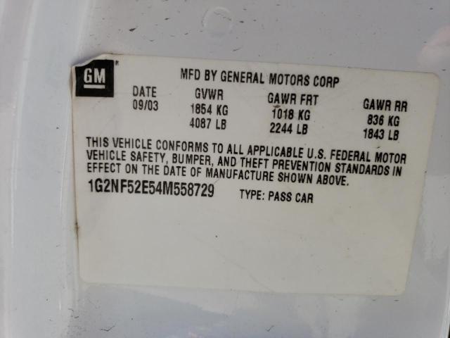 1G2NF52E54M558729 - 2004 PONTIAC GRAND AM SE1 WHITE photo 12