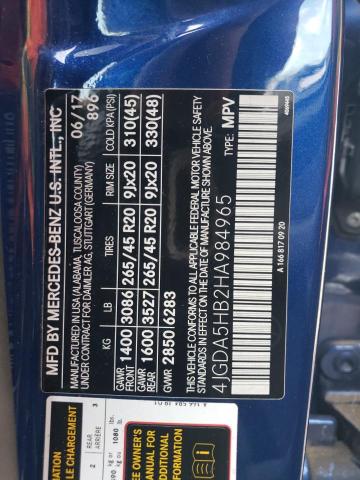 4JGDA5HB2HA984965 - 2017 MERCEDES-BENZ GLE 350 4MATIC BLUE photo 14