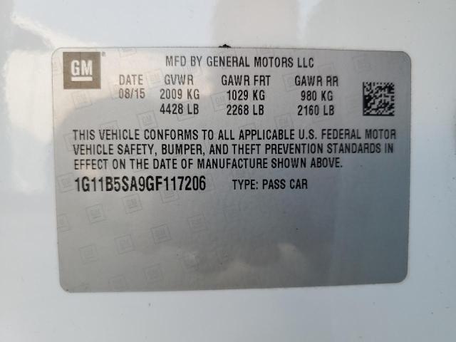 1G11B5SA9GF117206 - 2016 CHEVROLET MALIBU LIM LS WHITE photo 12