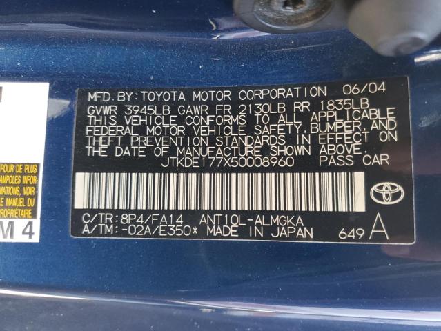 JTKDE177X50008960 - 2005 TOYOTA SCION TC 蓝色 照片 12