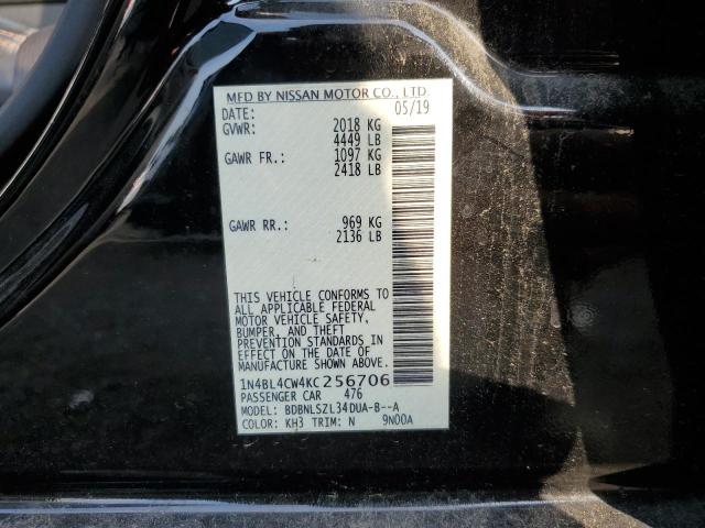 1N4BL4CW4KC256706 - 2019 NISSAN ALTIMA SR 黑色 照片 13