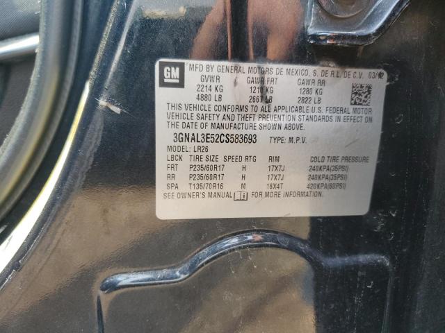 3GNAL3E52CS583693 - 2012 CHEVROLET CAPTIVA SPORT Czarny zdjęcie 12