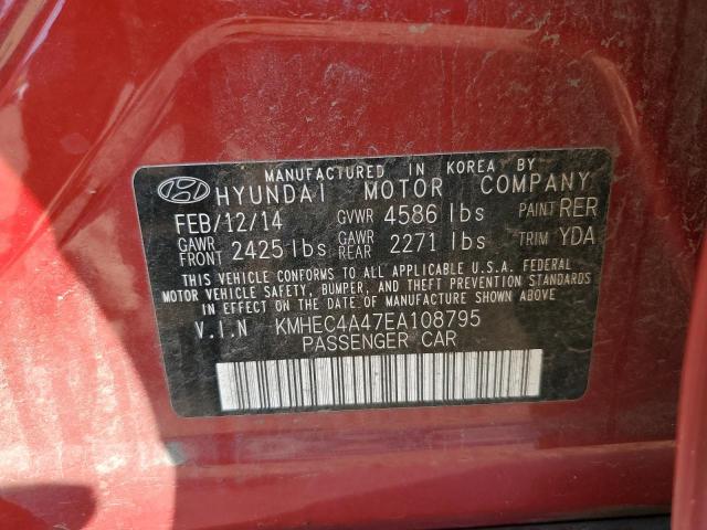 KMHEC4A47EA108795 - 2014 HYUNDAI SONATA HYBRID RED photo 13