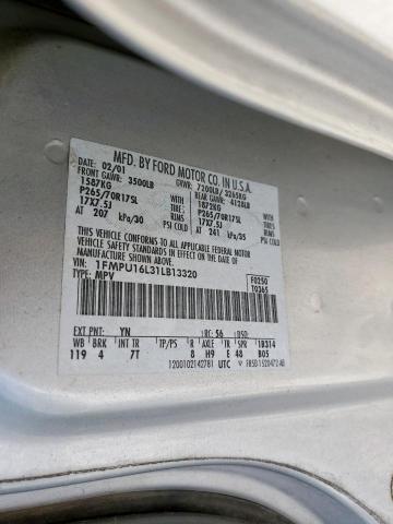 1FMPU16L31LB13320 - 2001 FORD EXPEDITION XLT SILVER photo 13