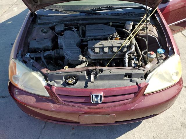 2HGES16592H544327 - 2002 HONDA CIVIC LX BURGUNDY photo 11