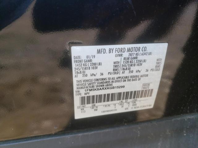 1FM5K8ARXKGB15299 - 2019 FORD EXPLORER POLICE INTERCEPTOR BLACK photo 12