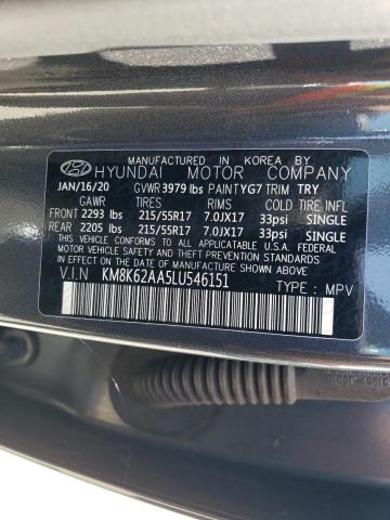 KM8K62AA5LU546151 - 2020 HYUNDAI KONA SEL PLUS GRAY photo 12