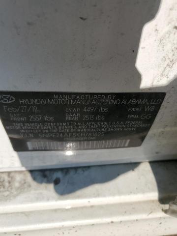 5NPE24AF8KH781625 - 2019 HYUNDAI SONATA SE 白色 照片 12