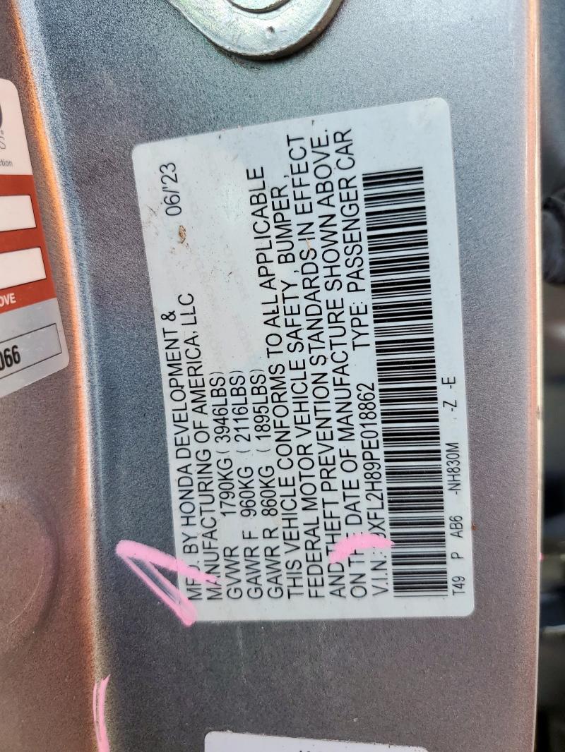 19XFL2H89PE018862 - 2023 HONDA CIVIC SPORT ვერცხლისფერი ფოტო 13