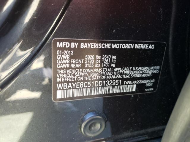 WBAYE8C51DD132951 - 2013 BMW 750 LI BLACK photo 12