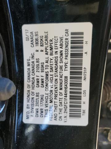 2HGFC1F44HH643008 - 2017 HONDA CIVIC EX BLACK photo 13