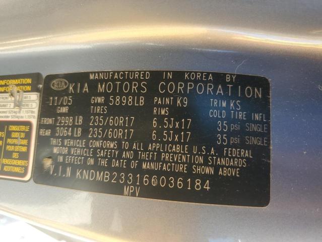 KNDMB233166036184 - 2006 KIA SEDONA EX BLUE photo 13