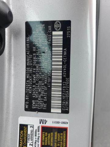 4T1BF3EK0AU109759 - 2010 TOYOTA CAMRY BASE SILVER photo 12