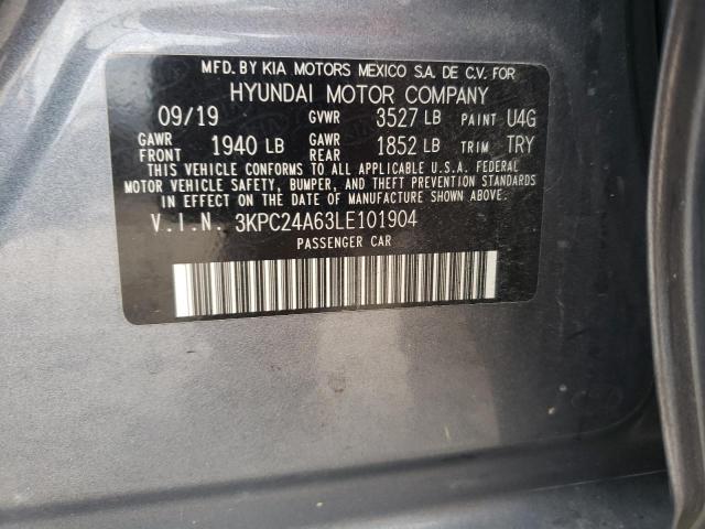 3KPC24A63LE101904 - 2020 HYUNDAI ACCENT SE GRAY photo 12