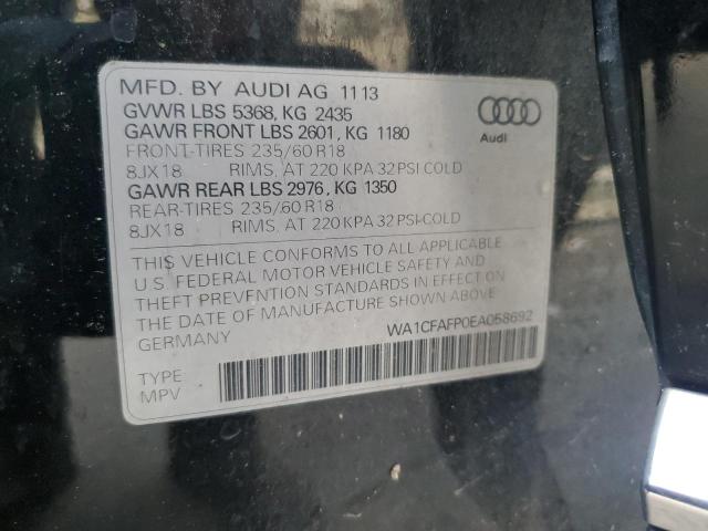 WA1CFAFP0EA058692 - 2014 AUDI Q5 PREMIUM BLACK photo 14