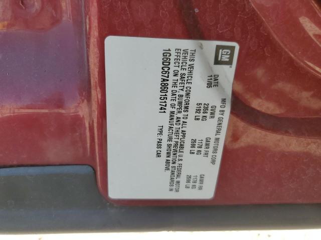 1G6DC67A860151741 - 2006 CADILLAC STS MAROON photo 12